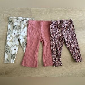 3 Pairs of Carter’s baby Floral and Ribbed Leggings